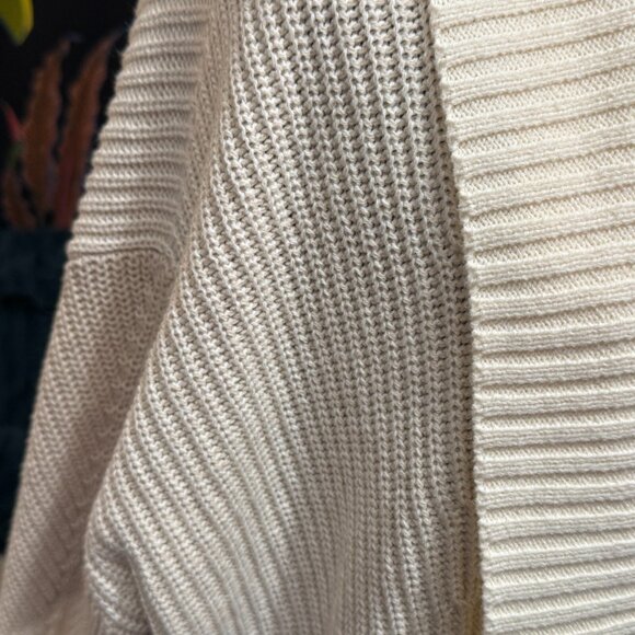 Isaac Mizrahi Shawl Collar Cardigan Sweater, Block Pattern, Cream/Beige, Large - Picture 13 of 16